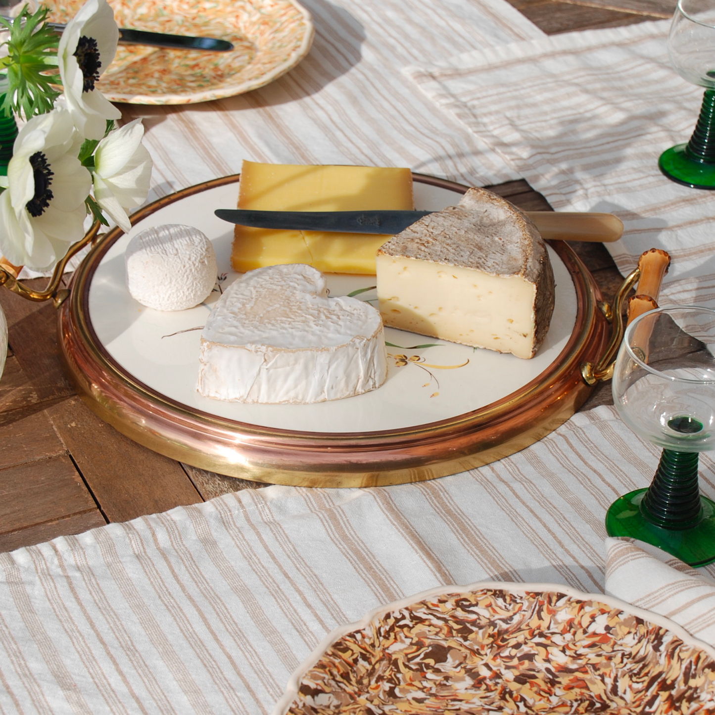 Mid-Century Cake Tray with Bamboo Handles