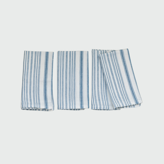 Serviettes à rayures bleues, lot de 4