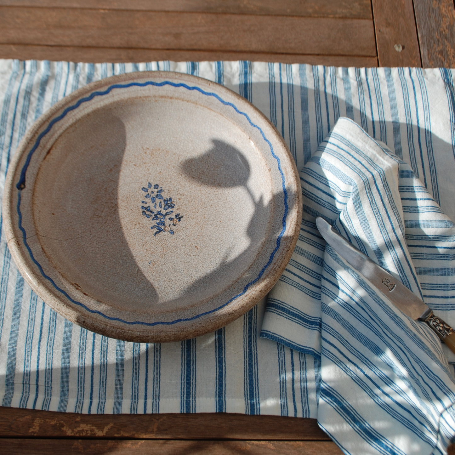 Set de table à rayures bleu