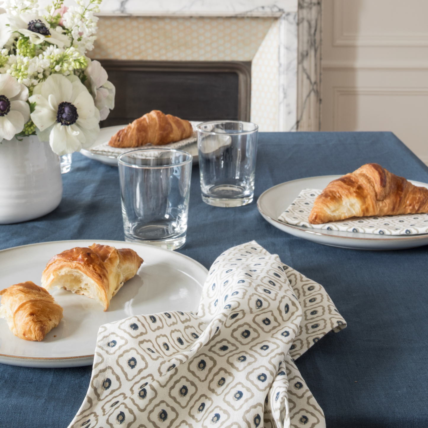 Solid Hand Dyed Tablecloth in Blue