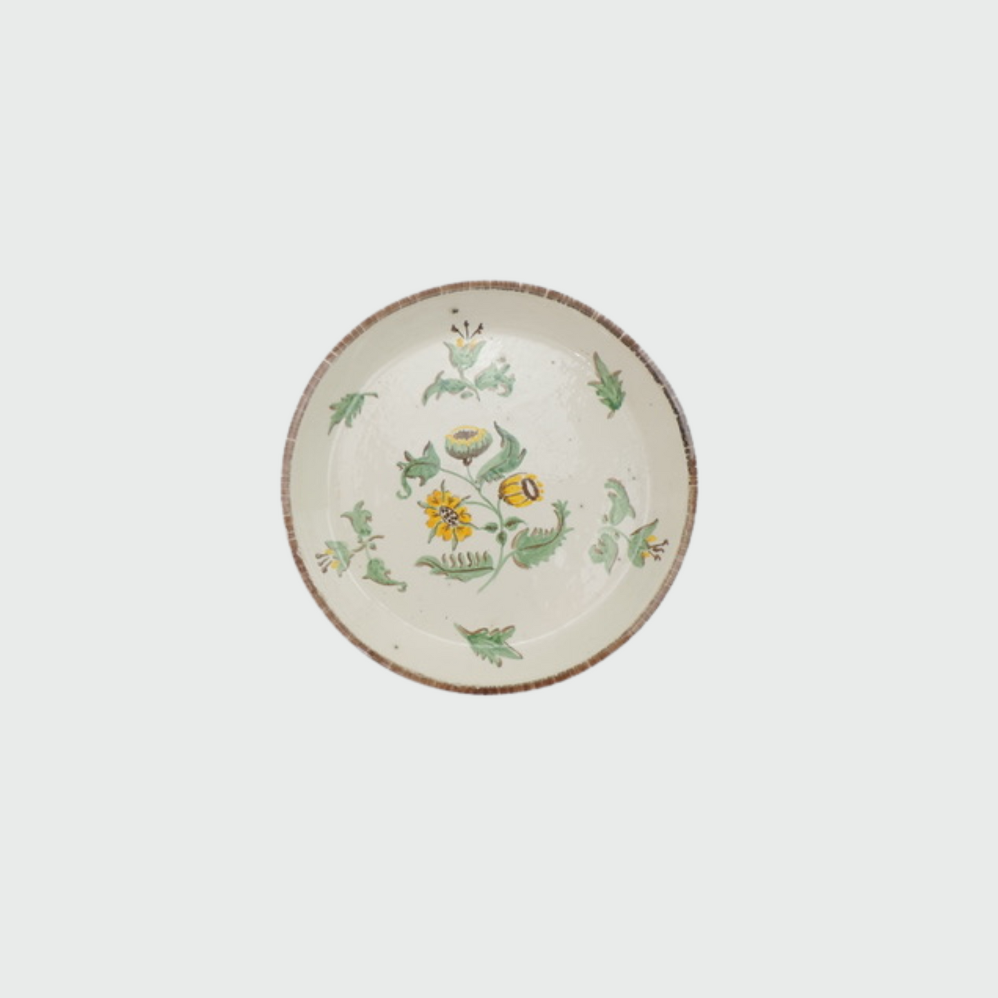 French Ceramic Plate with Yellow Flowers