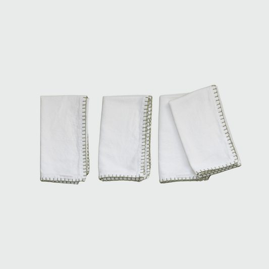 Solid Napkin with Olive Hem Stitch, Set of 4