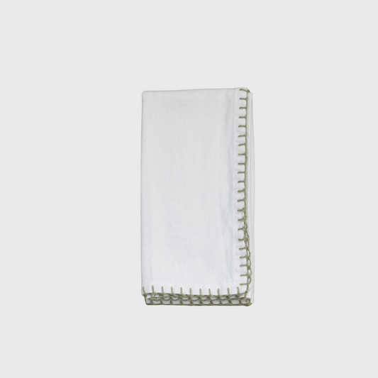 Solid Napkin with Olive Hem Stitch