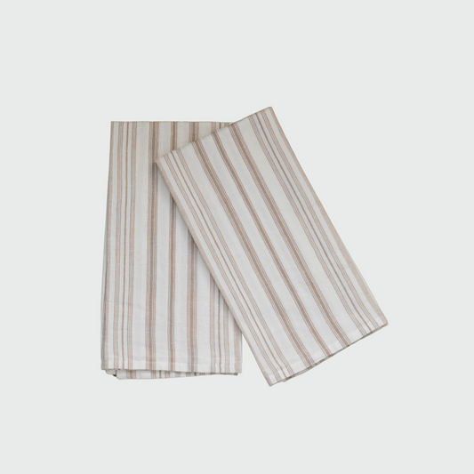 Stripe Dish Towel in Nougat, Set of 2