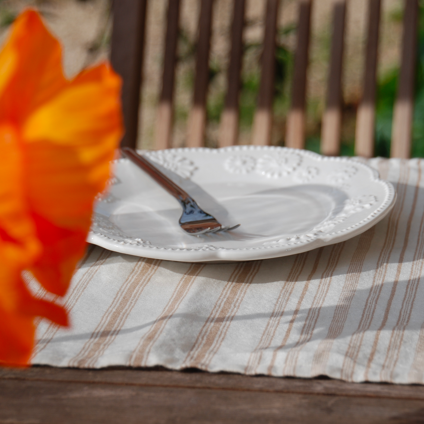 Set de table à rayures nougat